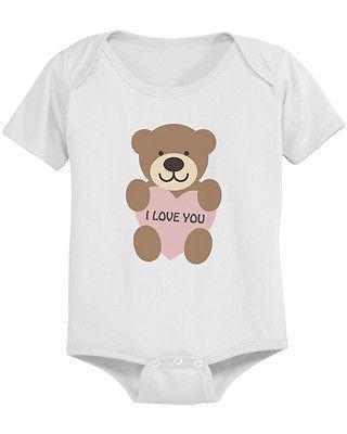 I Love You Bear Cute Baby Bodysuit - Pre-Shrunk Cotton Snap-On Style Baby Bodysuit