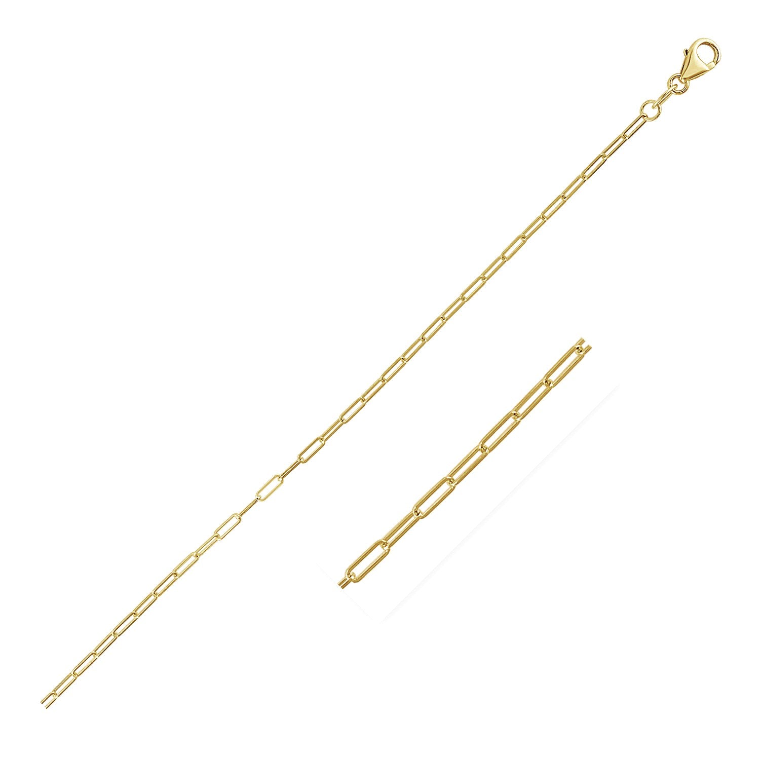 14K Yellow Gold Fine Paperclip Chain (1.5mm) 24"