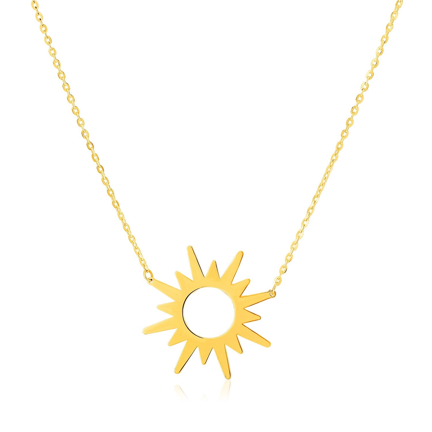 14K Yellow Gold Sunburst Necklace 18"