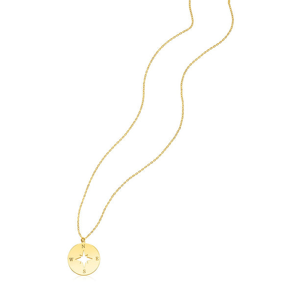 14K Yellow Gold Necklace with Compass 18"