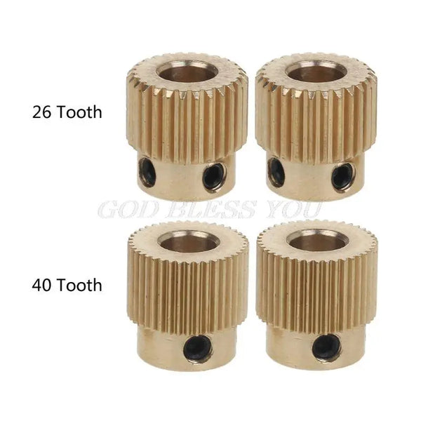 2Pcs 2Pcs Mk7 MK8 Extrusion Gear 26/40 Tooth Teeth Brass Drive Gear Feeding Gear Extrusion Wheel for anet Ender CR-10 3D Printer GreatEagleInc