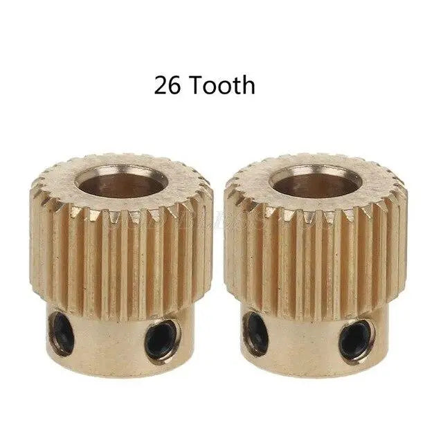 2Pcs 2Pcs Mk7 MK8 Extrusion Gear 26/40 Tooth Teeth Brass Drive Gear Feeding Gear Extrusion Wheel for anet Ender CR-10 3D Printer GreatEagleInc