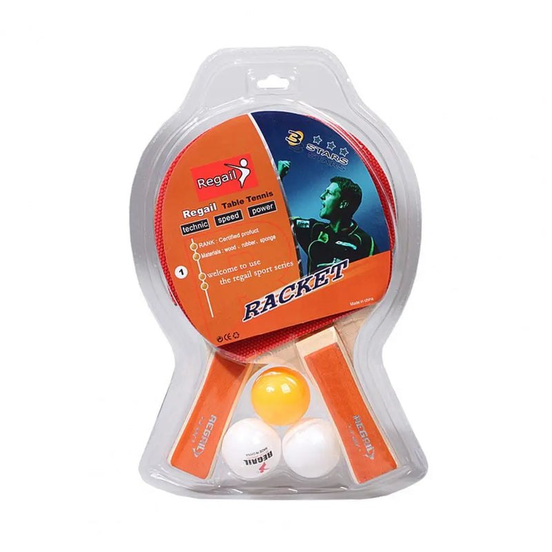 2Pcs Sturdy Table Tennis Paddle Ergonomic Grip Interactive Toy Corrosion-resistant Table Tennis Racket Set with Balls