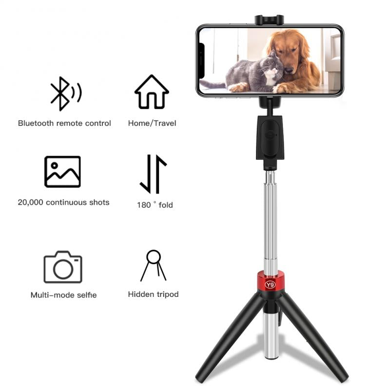 All In 1 Wireless Bluetooth Selfie Stick Portable Selfie Stick Tripod With Bluetooth Remote Camera Self-Timer Artifact Rod