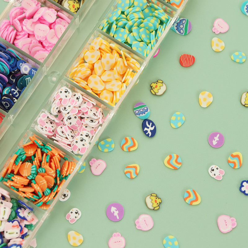 Easter Polymer Clay Slices Nail Art Accessories Professional Nails Decorations Cute Eggs Bunny Decals For Manicure Nail Supplies