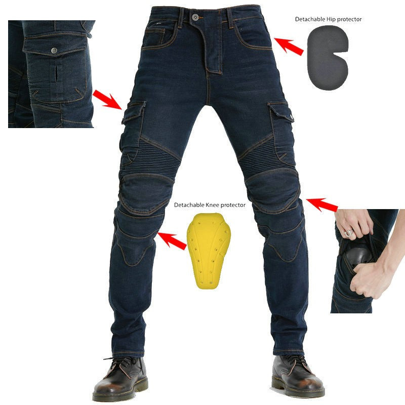 Männer Und Frauen Motorrad Reiten Jeans Outdoor Schutz Kleidung Off-Road Racing Jeans Racing Hosen Gürtel Knie Pads