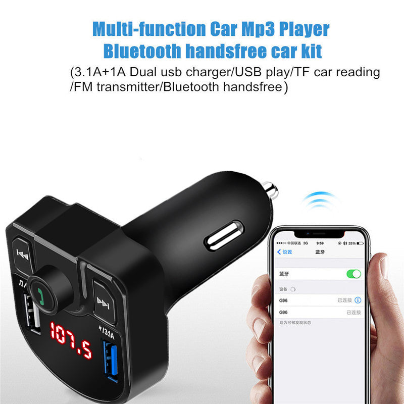 QC2.0 3.1A Fast Dual USB Charger Bluetooth 4.2 MP3 Player Handsfree Car Kit FM Transmitter support TF Card U disk Power Adapter