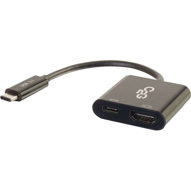 C2G USB C to HDMI Adapter with Power Delivery - USB Type C to HDMI Black