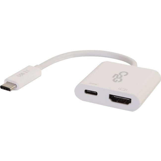 C2G USB C to HDMI Adapter with Power Delivery - USB Type C to HDMI White