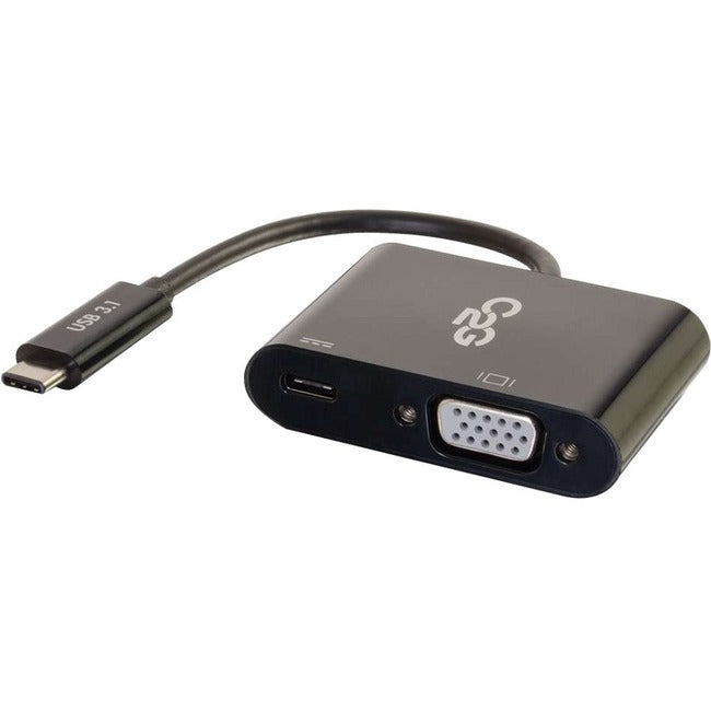 C2G USB C to VGA Video Adapter w/ Power Delivery - USB Type C to VGA Black