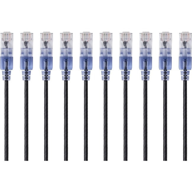 Monoprice 10-Pack, SlimRun Cat6A Ethernet Network Patch Cable, 3ft Black Default Title