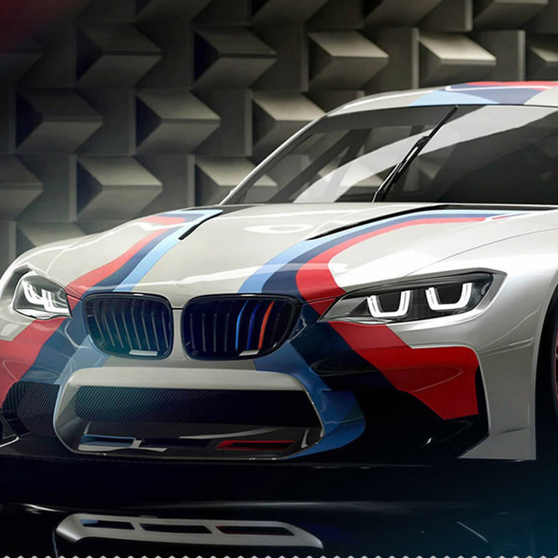 3PCS Kidney Grille Sticker Sport Stripe 3 Colors Glue Stickers Kids Cartoon Posters For BMW M3 M5 M6 E46 Car Stickers For BMW