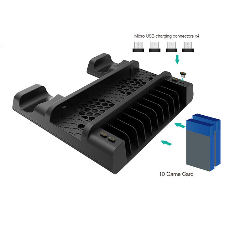 Dual Controller Charger For Playstation 4 /PS4 Slim/PS4 Pro Console Vertical Cooling Stand Charging Station 4 Connector