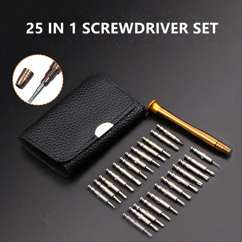 25-in-1 multi-function leather case manual screwdriver Batch head set Mobile phone notebook repair tool replacement repair part