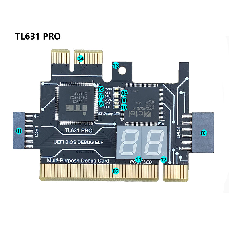 TL611 PRO Diagnostic Card Desktop PCI Motherboard PCI E Notebook Debug Card Computer LPC DEBUG