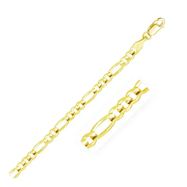 4.5mm-14k-Yellow-Gold-Solid-Figaro-Bracelet-GreatEagleInc-334384722