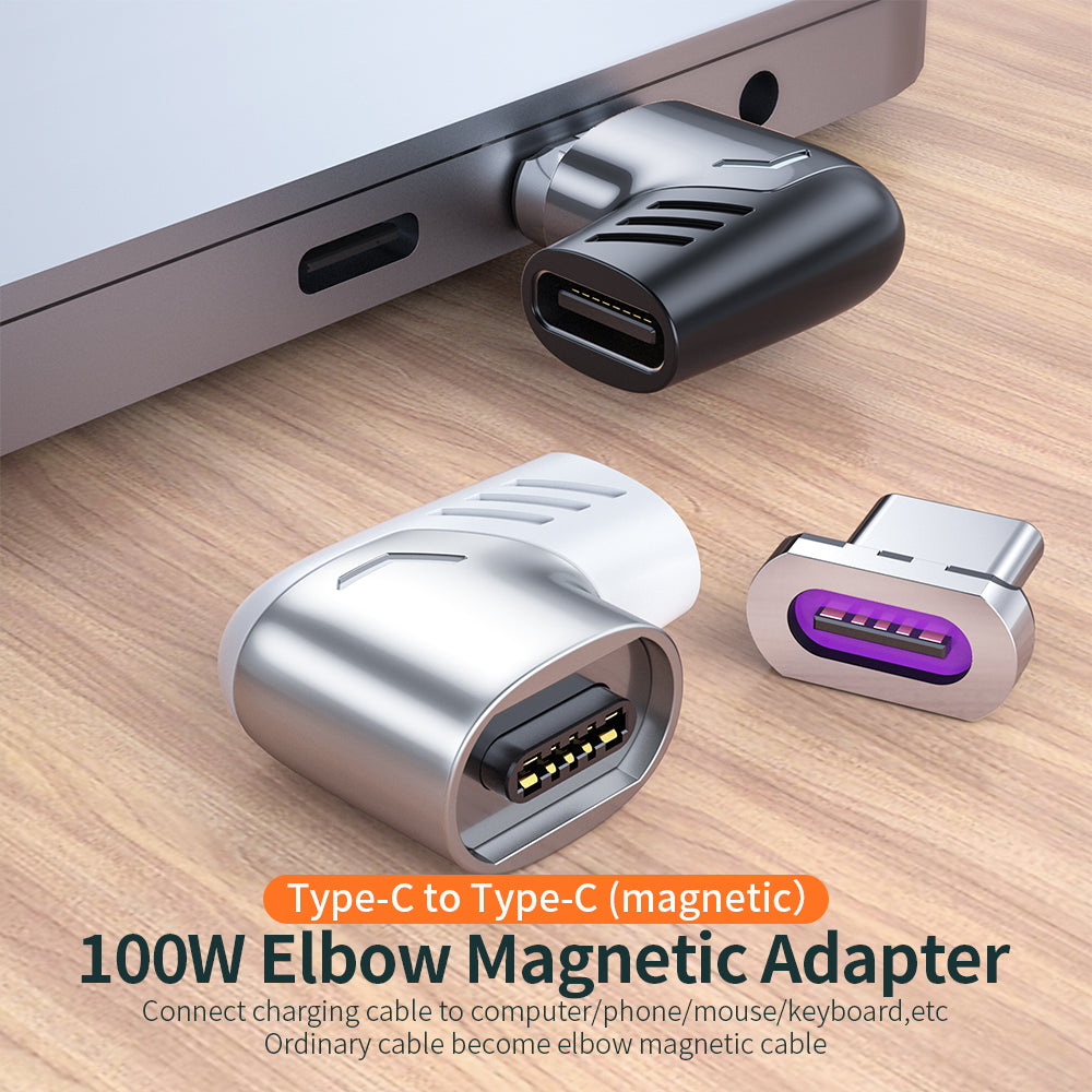 USB C To Type C Magnetic Charge Adapter PD100W 5A Fast Charging Cable Converter Right Angle 480Mbp/s Data Sync Connector