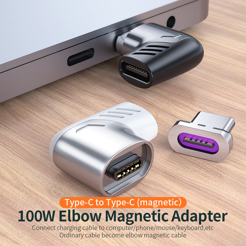 USB C To Type C Magnetic Charge Adapter PD100W 5A Fast Charging Cable Converter Right Angle 480Mbp/s Data Sync Connector