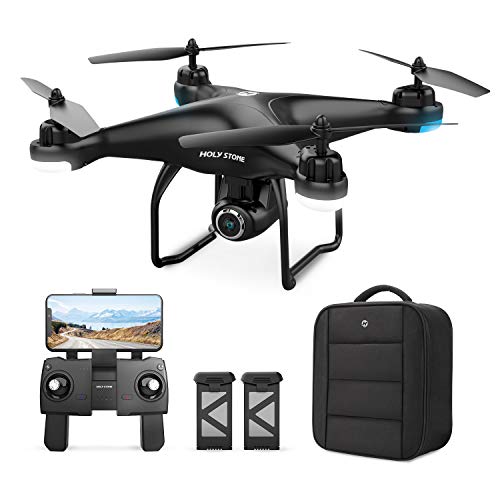 Holy Stone HS120D GPS Drone with Camera for Adults 2K UHD FPV, Quadcotper with Auto Return Home, Follow Me, Altitude Hold, Way-points Functions, Includes 2 Batteries and Carrying Backpack