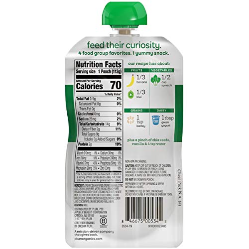 Plum Organics Mighty 4, Organic Toddler Food, Variety Pack, 4 Ounce (Pack of 18)