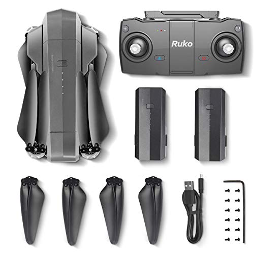 RUKO F11Pro Drones with Camera for Adults 4K UHD Camera Live Video 30 Mins Flight Time with GPS Return Home Brushless Motor-Black（1 Extra Battery + Carrying Case）