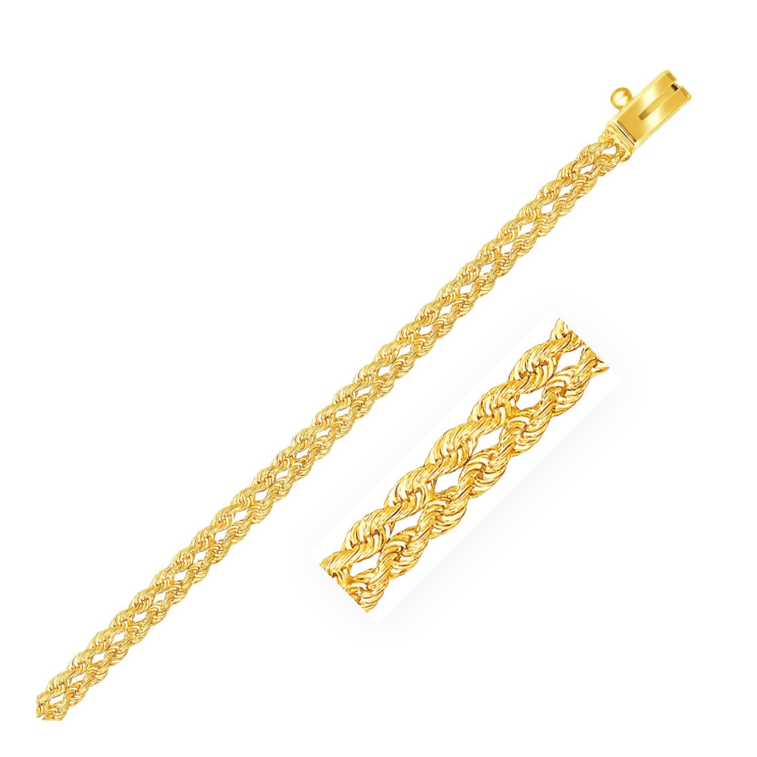 3.0 mm 14k Yellow Gold Two Row Rope Bracelet 7"