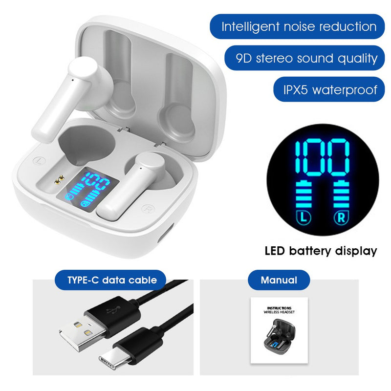 TWS Wireless Headphone Touch Control Sports Waterproof Bluetooth 5.0 Earphone HiFi 9D Bass Stereo Music Earbuds Earphone Headset