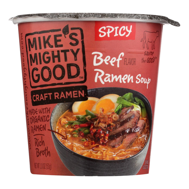 Mike's Mighty Good Spicy Beef Ramen Soup – Karton mit 6 – 1,8 Unzen