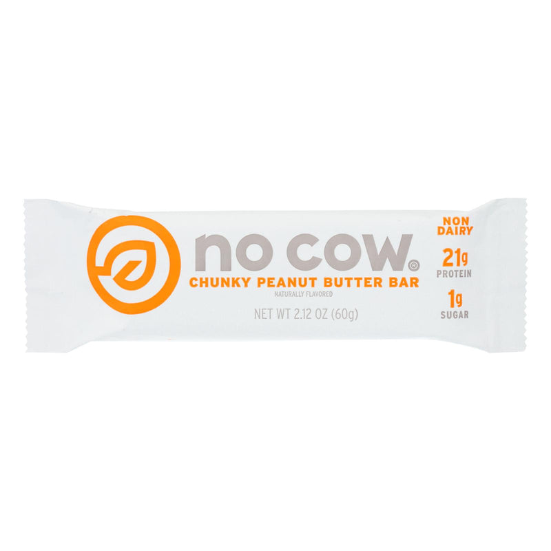 No Cow Bar Chunky Erdnussbutterriegel – Karton mit 12 – 2,12 Unzen
