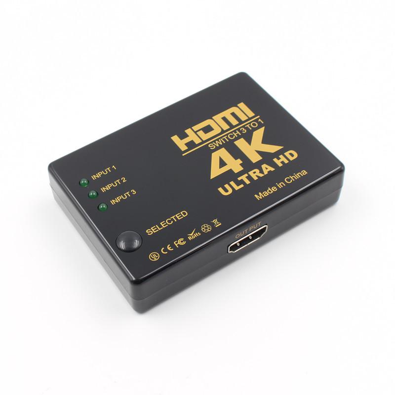 4K/2K/1080P HDMI Splitter 3 input 1 output Port Hub HDMI Video Switch Switcher Box Hub for Display DVD HDTV for Xbox PS3 PS4