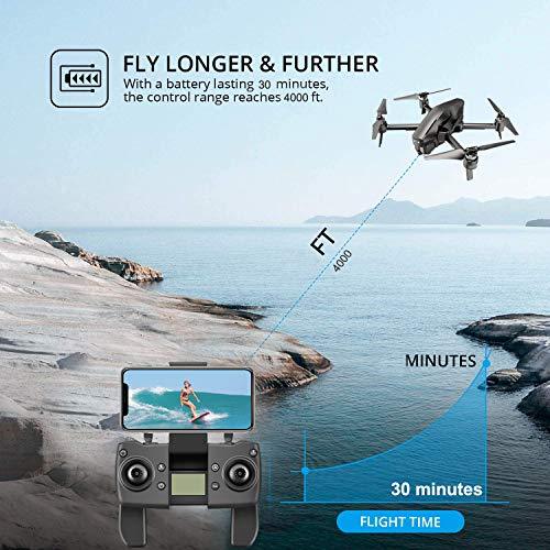 4DRC M1 Foldable GPS Drone with 4K FHD 5G transmission FPV Camera Live Video for Adults Quadcopter with Brushless Motor, Auto Return Home, Follow Me, 30 Minutes Flight Time, 1600M Control Range, Black DRONEEYE