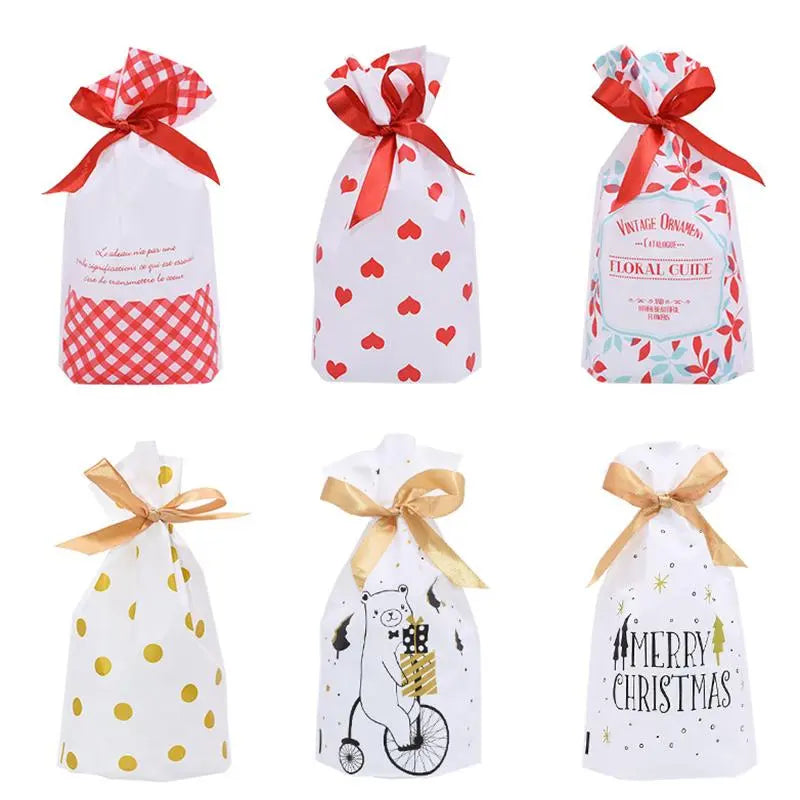 5/10pcs Candy Cookies Gift Bags With Ribbon Snack Biscuit Baking Package Wedding Birthday Party Decoration Christmas Gift Bags GreatEagleInc