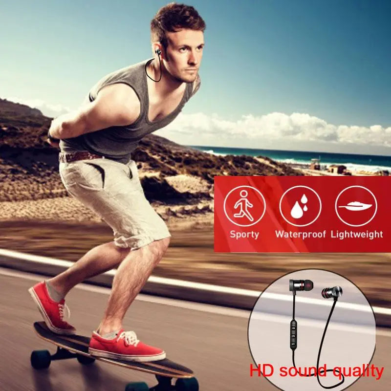 5.0 Bluetooth Earphone Sports Neckband Magnetic Wireless earphones Stereo Earbuds Music Metal Headphones With Mic For All Phones GreatEagleInc