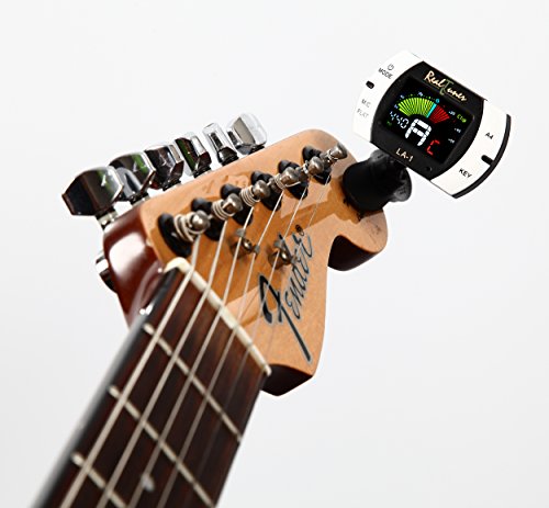 Real Tuner - Chromatic Clip-on Tuner for Guitar, Bass, Violin, Ukulele, Banjo, Brass and Woodwind Instruments - Bright Full Color Display - Extra Mic Function - A4 Pitch Calibration - Transposition Groovy Center