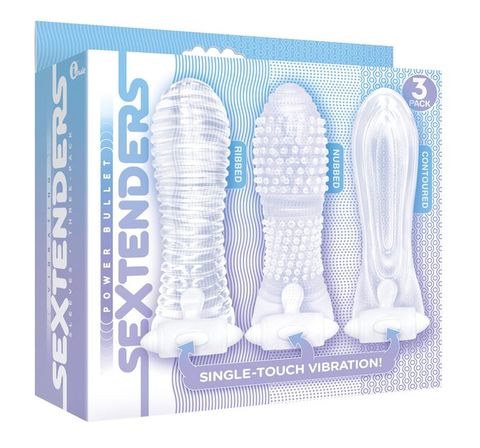 The 9's Vibrating Sextenders 3 Pack Nubbed Contoured Ribbed