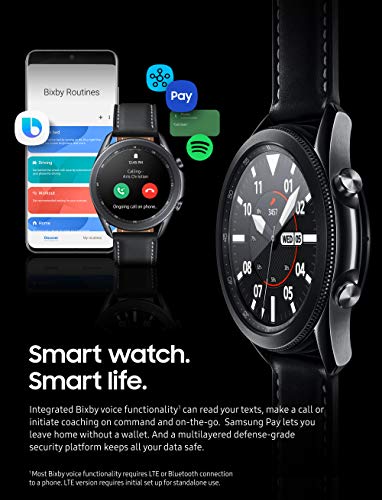 Samsung Galaxy Watch 3 (45mm, GPS, Bluetooth) Smart Watch with Advanced Health monitoring, Fitness Tracking , and Long lasting Battery - Mystic Black (US Version) Samsung Electronics