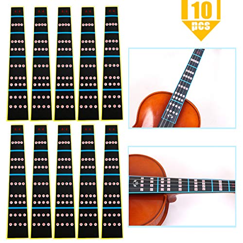 Heatoe 10 Pack 4/4 Full Size Violin Finger Guide Sticker, Violin Notes Sticker Fingerboard Sticker Fretboard Marker for Beginner Heatoe
