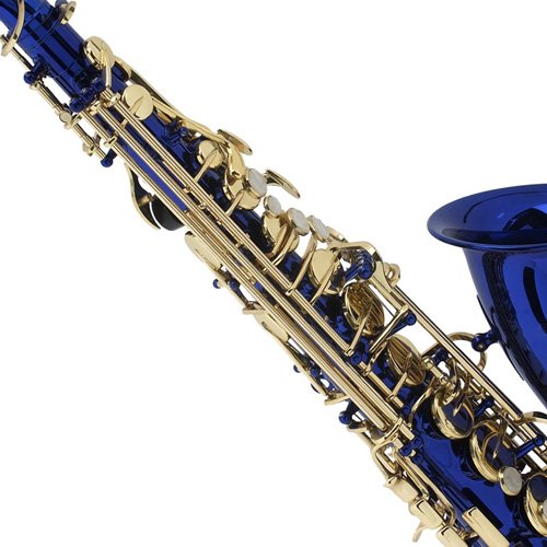 Mendini by Cecilio E-Flat Alto Saxophone, Blue Lacquered + Tuner, Case, Pocketbook - MAS-BL+92D+PB Mendini by Cecilio