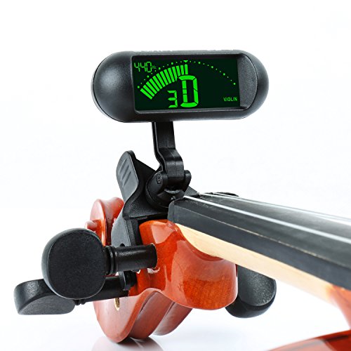 Rinastore Professional Violin Viola Tuner, Clip-On Large LCD Screen Tuner (Black) Rinastore