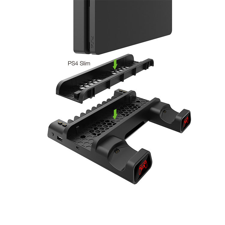 Dual Controller Charger For Playstation 4 /PS4 Slim/PS4 Pro Console Vertical Cooling Stand Charging Station 4 Connector