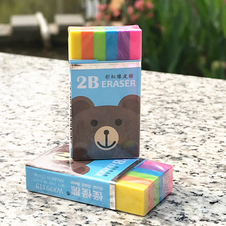 Kawaii Creative Prize Gift Children Colorful Rainbow 2B Mini Eraser Pupil Cute Animal Eraser School Supplies Stationery
