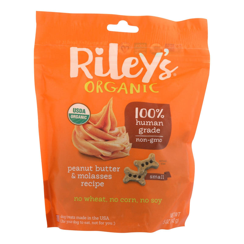 Riley's Organics Bio-Hundeleckerli, Erdnussbutter- und Melasse-Rezept, klein – Karton mit 6–5 Unzen