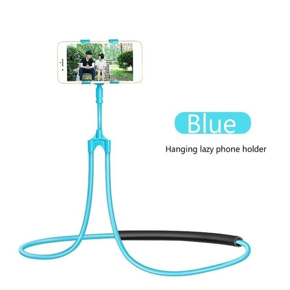 Flexible Mobile Phone Holder Hanging Neck Lazy Holder Bracket Bed 360 Degree Phones Holder Stand For iPhone 11 Blue
