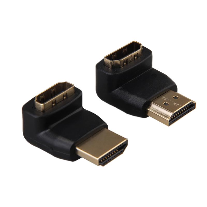 HDMI-compatible Right Angle A Male to HDMI-compatible V1.4 Female Gold Plated Cable Adapter 90 Degree HDTV 1080P Cable Connector Black