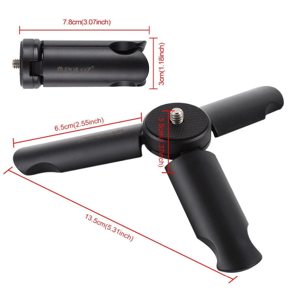 Smartphones Tripod Mini Portable Folding Plastic Tripod+Horizontal/Vertical Shooting Metal Clamp &Cold Shoe for Cell phone