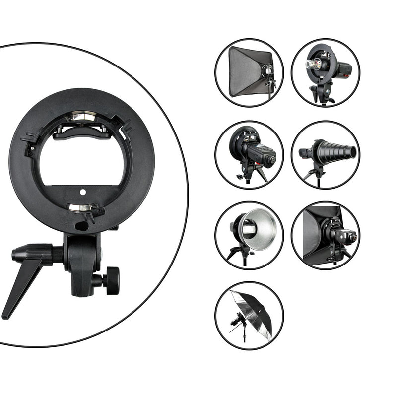 Handheld Grip S-Type Bracket for Bowens S Mount Holder for Speedlite Flash Snoot Softbox Beauty Dish Honeycomb Photography