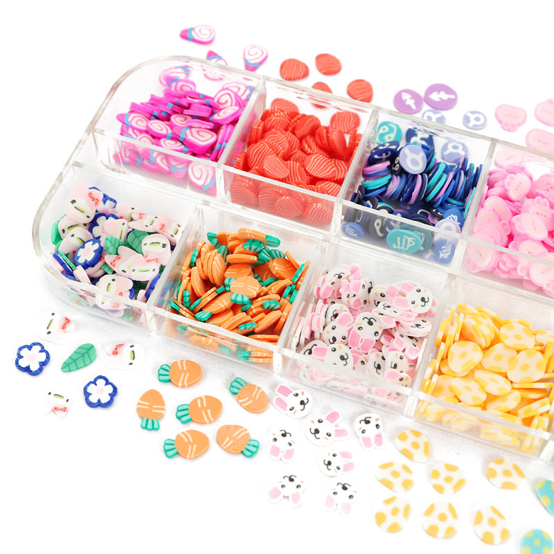 Easter Polymer Clay Slices Nail Art Accessories Professional Nails Decorations Cute Eggs Bunny Decals For Manicure Nail Supplies