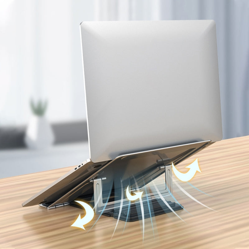 Laptop Stand Portable Folding 4-Speed Adjustable Ultra-Thin one-Piece Stand (Silver/White) tablet stands and holders adjustable