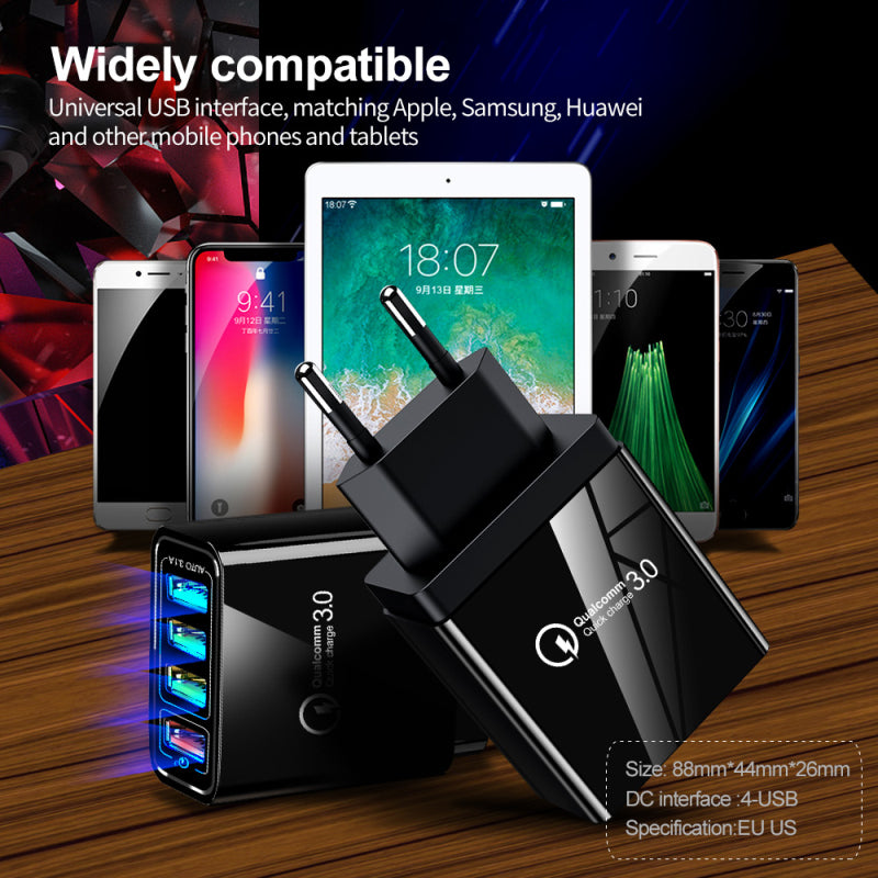 Plug USB Charger Quick Charge 3.0 For Phone Adapter for Huawei Mate 30 Y6P Tablet Portable Wall Mobile Charger Fast Charger