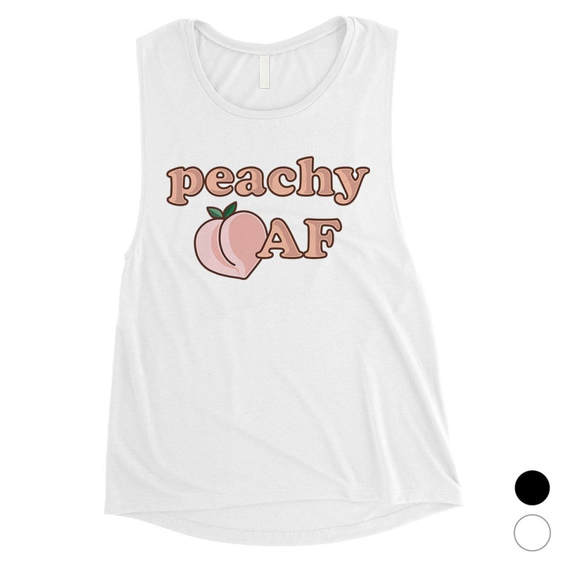 365 Printing Peachy AF Womens Funny Graphic Workout Tank Top Muscle Shirt Gift
